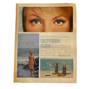 Vintage 1962 Max Factor California Blues Eyeshadow Advertisement Print Ad READ